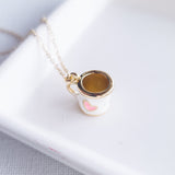 Coffee Cup Floating Charm Necklace