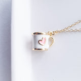 Coffee Cup Floating Charm Necklace