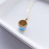 Coffee Cup Floating Charm Necklace