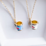 Coffee Cup Floating Charm Necklace