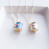 Coffee Cup Floating Charm Necklace