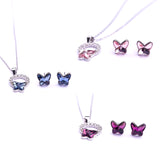 Swarovsky earrings and necklace butterfly themed