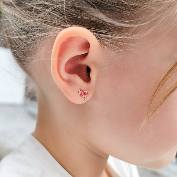 Pink Flamingo Stud Earrings