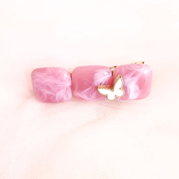 Butterfly on Raspberry Hair Clip Duo