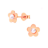 Flower Stud Earrings with Crystals - Hypoallergenic