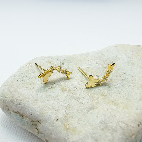 Butterflies on Arch Stud Earrings