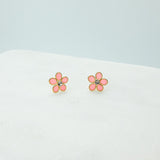 Pink Flower Stud Earrings