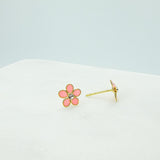 Pink Flower Stud Earrings