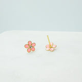 Pink Flower Stud Earrings