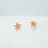 Pink Flower Stud Earrings