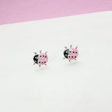 Pink Ladybug Stud Earrings