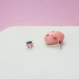 Pink Ladybug Stud Earrings