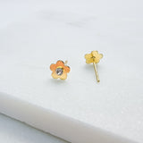 Flower Stud Earrings with Crystals - Hypoallergenic