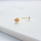 Flower Stud Earrings with Crystals - Hypoallergenic