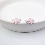 Pink Elephant Stud Earrings