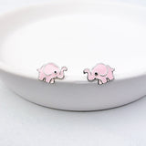 Pink Elephant Stud Earrings