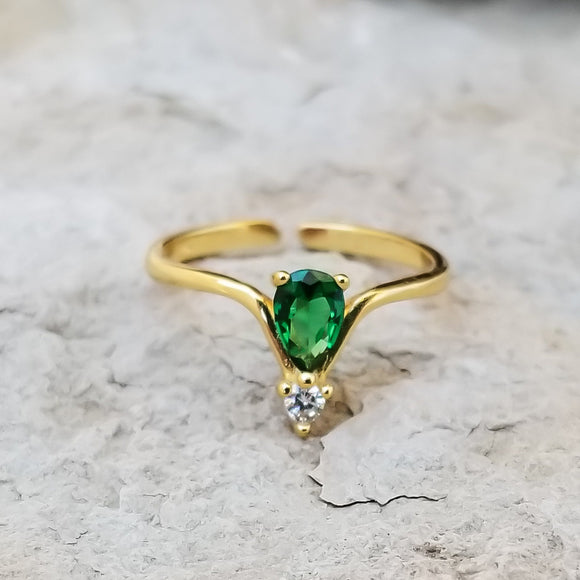 Green Water Drop Ring