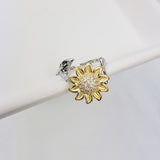 Sunflower Spinning Fidget Ring - Sterling Silver