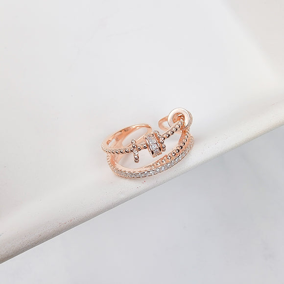 Geometric Rose Gold Spinning Fidget Ring