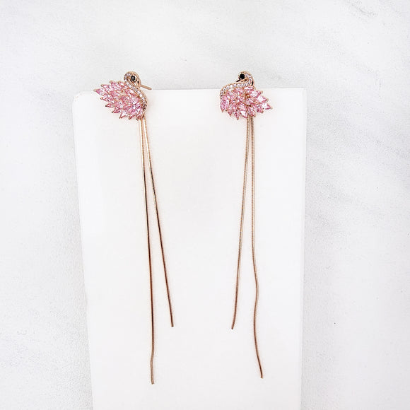 Party Pink Swans Earrings