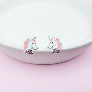 Pink Mane Unicorn Earrings