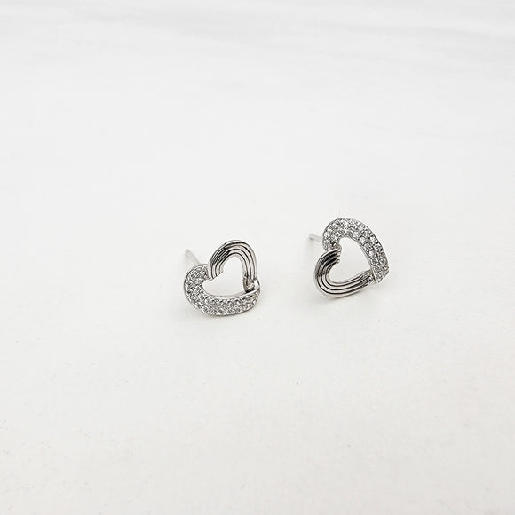 Sparkle My Heart Silver Stud Earrings